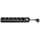 6 way power strip with switch 1,50m black