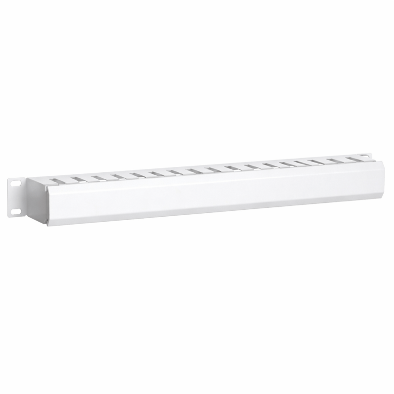 1U 19 inch metal cable tray with sliding cover - white