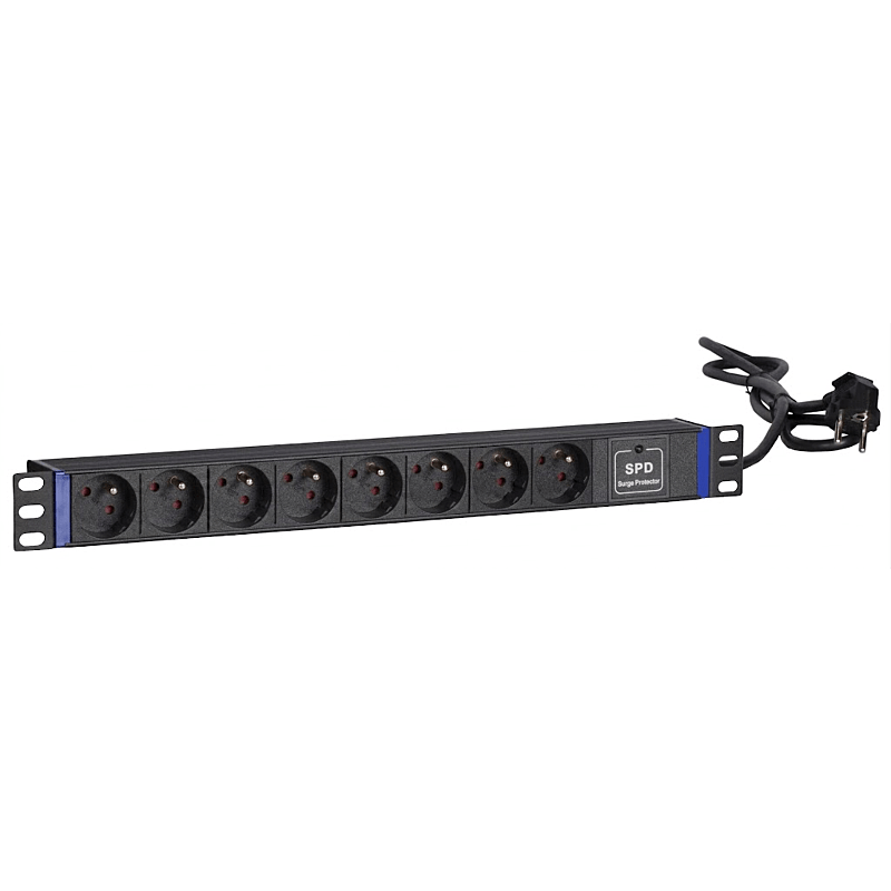 19 inch 8-way power strip - Surge Protection Device - Pin earthing