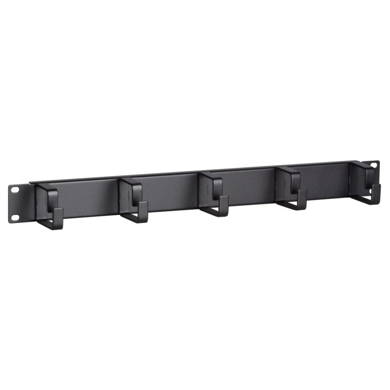 1U - 19 inch metal cable tray, 5 hooks