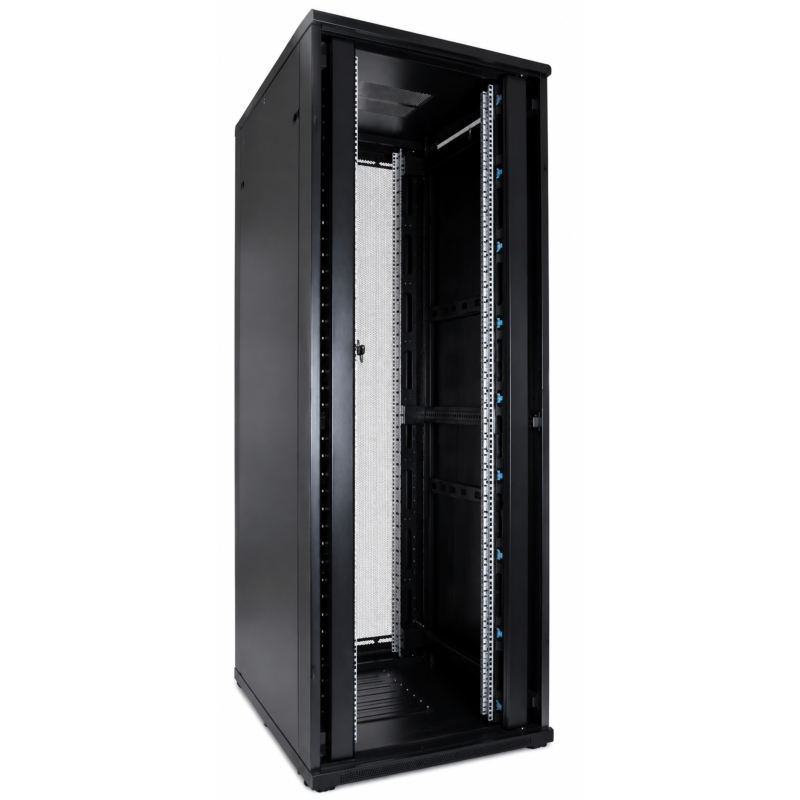 47U server rack with perforated split doors front and back 800x800x2200mm (WxDxH)