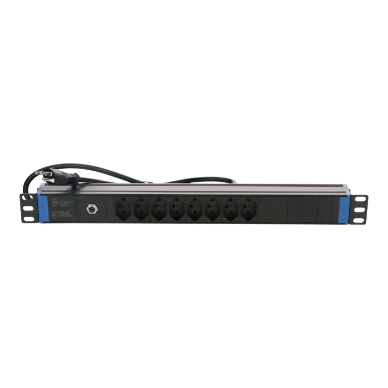 19 inch Swiss power strip with Surge Protection Overload - 8 sockets