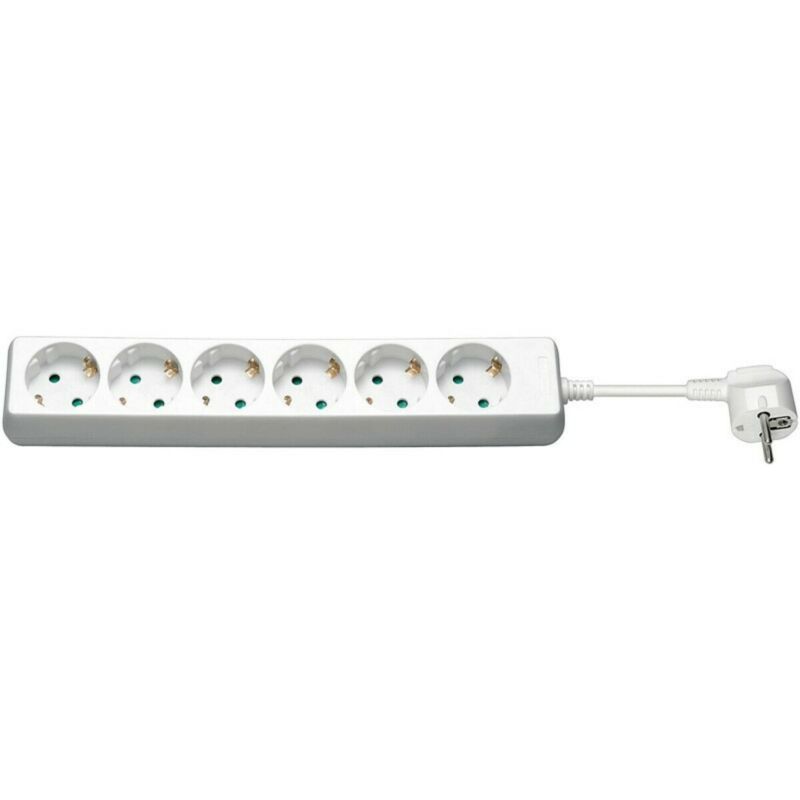 6 way power strip 1,50m white