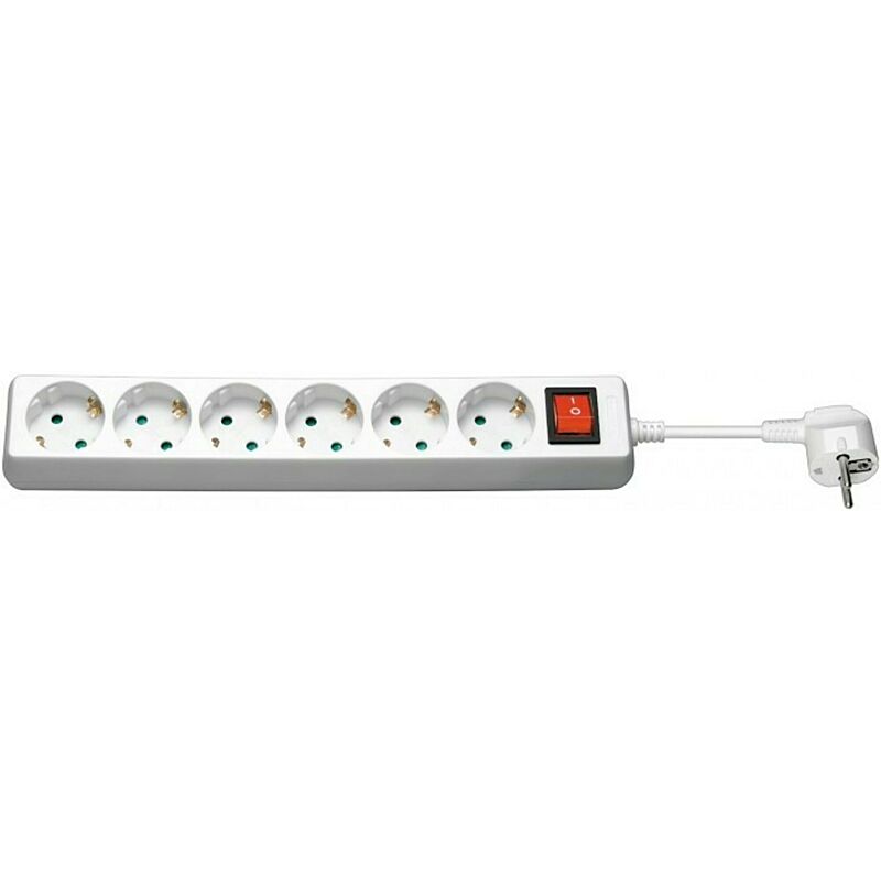 6 way power strip with switch 1,50m white