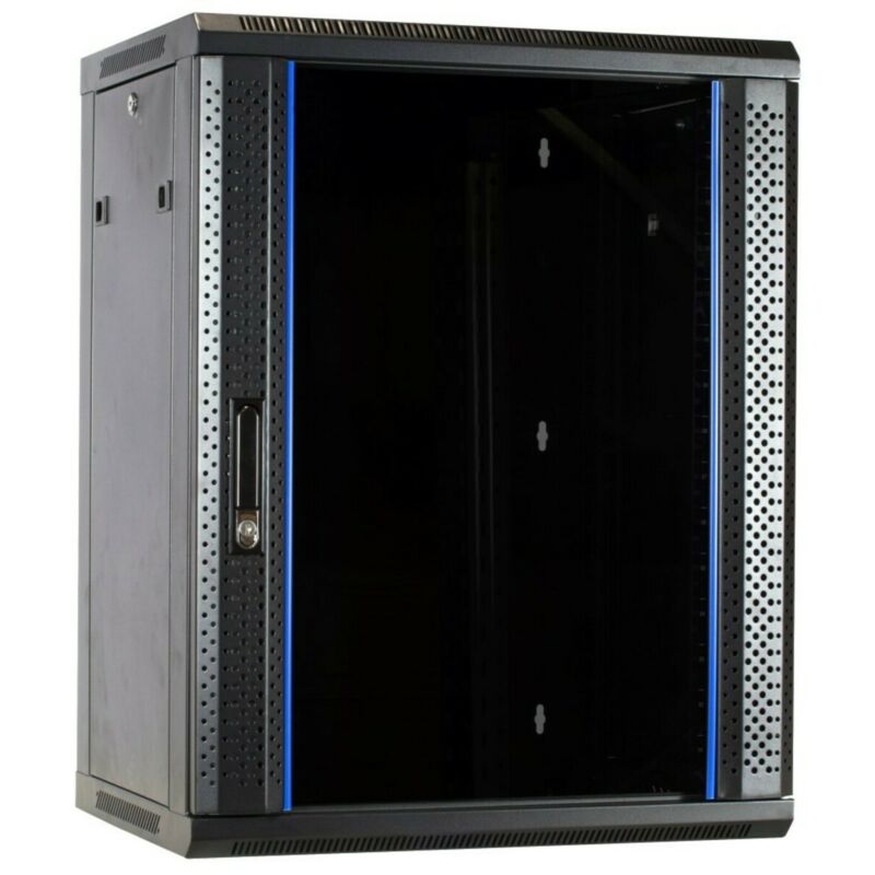 15U wall-mount server rack unassembled with glass door 600x600x770mm (WxDxH)
