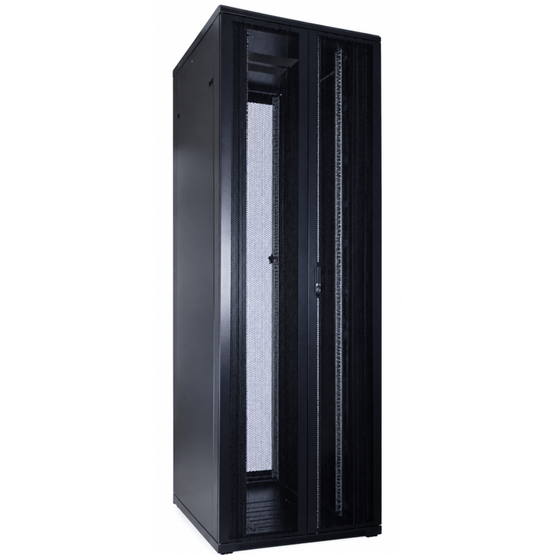 47U server rack with perforated split doors front and back 600x800x2200mm (WxDxH)