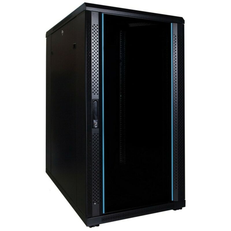 22U server rack with glass doors 600x800x1200mm (WxDxH)