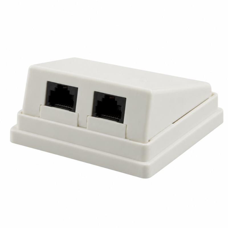 CAT5e UTP 2 port surface mount box, ivory