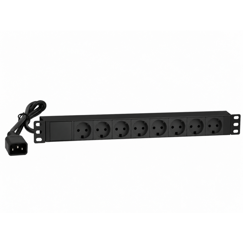 19 inch 8 way power strip with C14 plug - Denmark
