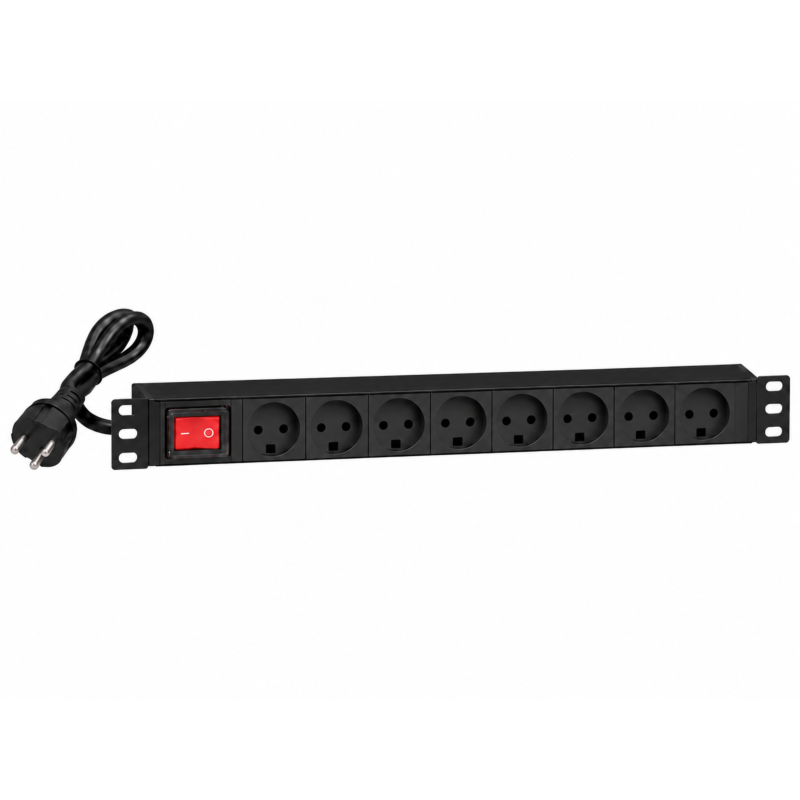 19 inch power strip with 8 sockets and switch - Denmark