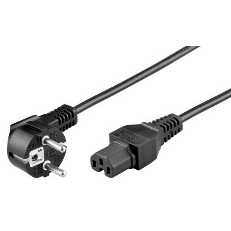 Power cord right-angled schuko to C15 2m black