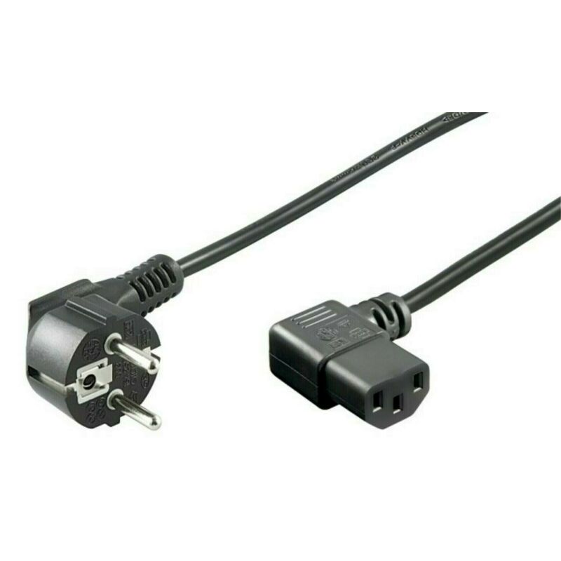 Power cord schuko to C13 right-angled 2m black