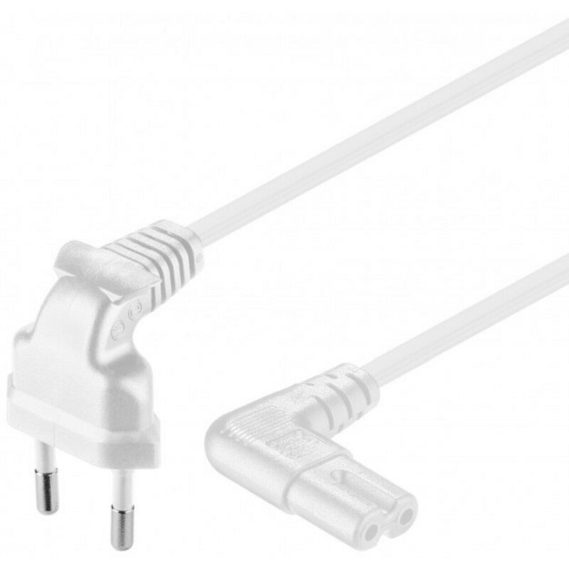 Power cord right-angled euro plug to C7 3m white