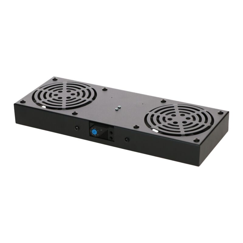 Fan-set with 2 fans and thermostat suitable for wall mount server racks