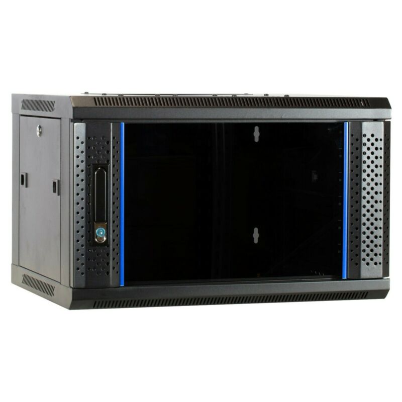 6U wall mount server rack with glass door 600x450x368mm (WxDxH)