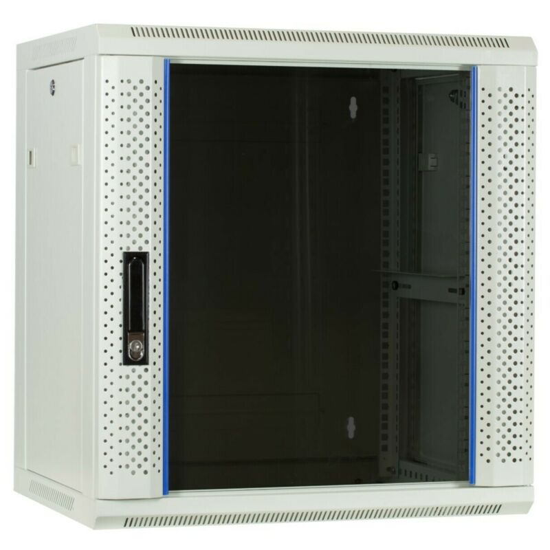 12U white wall mount server rack with glass door 600x450x635mm (WxDxH)