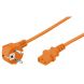 Power cable angled schuko to C13 3m orange