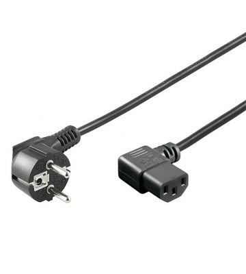 Power cable schuko to C13 (angled plug), 1,50m black