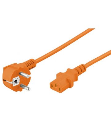 Power cable angled schuko to C13 5m orange