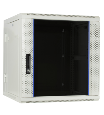 12U white wall rack (tilting) with glass door 600x600x635mm (WxDxH)