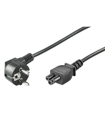 Angled power cord schuko to C5 1,80m black
