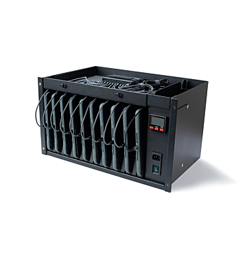 6U 19" laptop rack with Premium scalergy-tab drawer for 10 devices up to 11"   