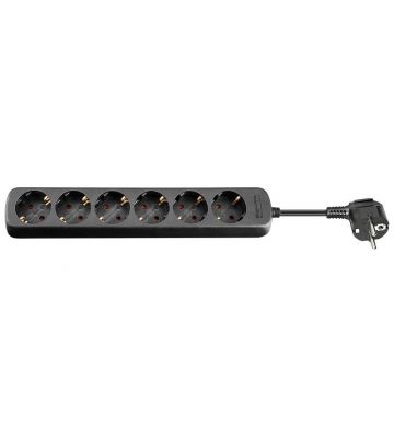 6 way power outlet 1,50m black