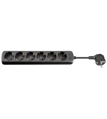 6 way power outlet 1,50m black