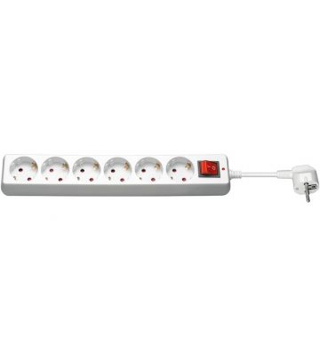 6 way power strip with overvoltage protection 1,40m white