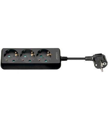 3 way power strip 1,50m black