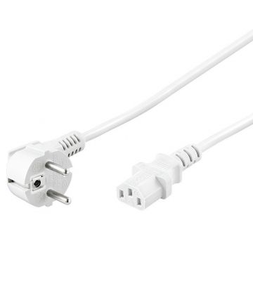 Power cable angled schuko to C13 3m white