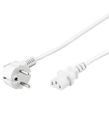 Power cable angled schuko to C13 5m white