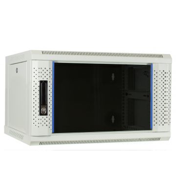 6U white wall mount rack with glass door 600x450x368mm (WxDxH)