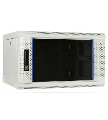 6U white wall mount rack with glass door 600x450x368mm