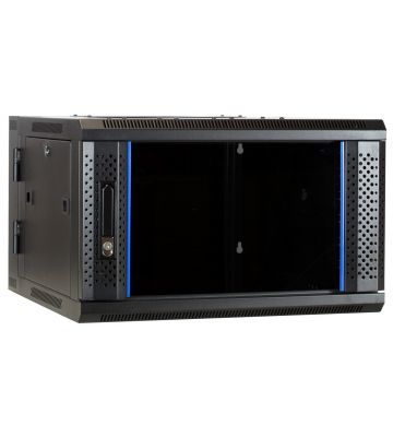6U wal mount rack (tilting) with glass door 600x600x368mm