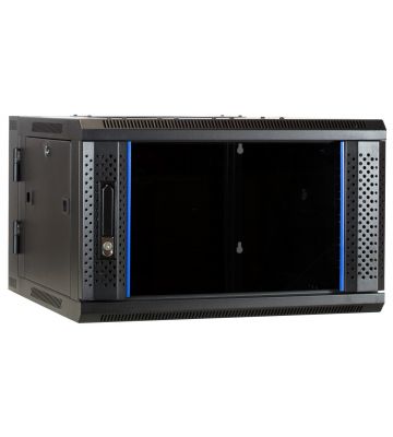 6U wall mount rack (tilting) with glass door 600x600x368mm (WxDxH)