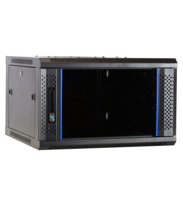 6U wall mount rack with glass door 600x600x368mm (WxDxH)