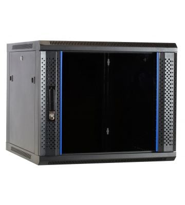 9U wall-mount server rack unassembled with glass door 600x600x500mm (WxDxH)