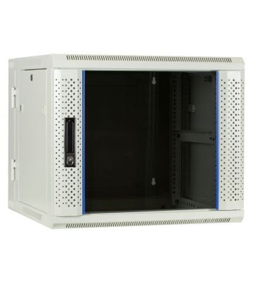9U white wall rack (tilting) with glass door 600x600x500mm