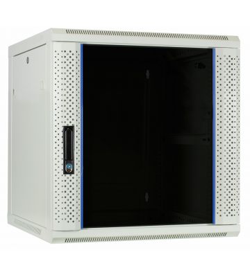 12U white wall mount rack with glass door 600x600x635mm (WxDxH)