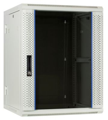 15U white wall mount rack (tilting) with glass door 600x600x770mm