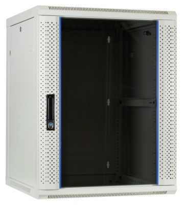 15U white wall-mount rack with glass door 600x600x770mm