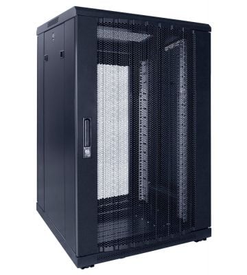 18U server rack with perforated door 600x600x1000mm (WxDxH)