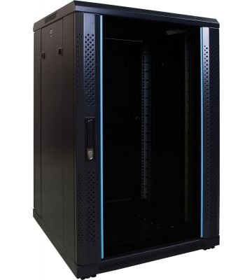 18U server rack with glass door 600x600x1000mm (WxDxH)