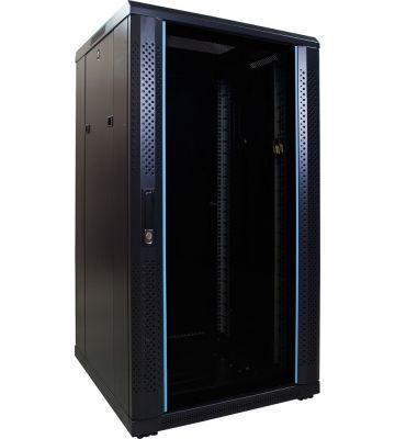 22U server rack with glass door 600x600x1200mm (WxDxH)