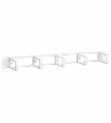 1U 19 inch metal cable tray with 5 plastic hooks - white