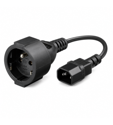 Power cable AC plug to C14 Type E 0.15m adapter - Pin earth