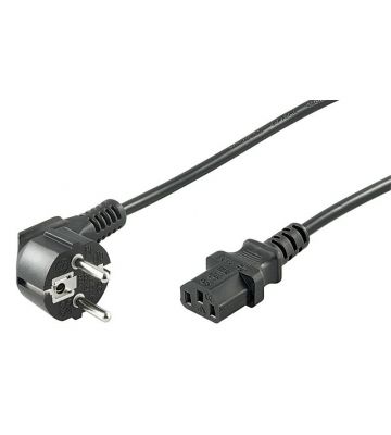 Power cable angled schuko to C13 2m black