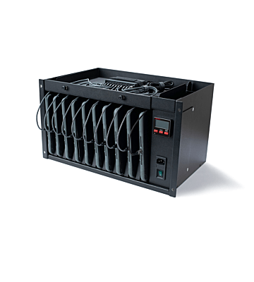 6U 19" laptop rack with Premium scalergy-tab drawer for 10 devices up to 11"   