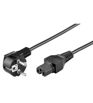 Power cord right-angled schuko to C15 2m black